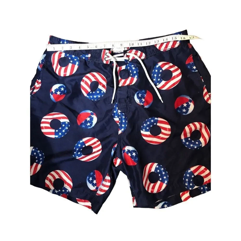 Merica Mens Summer Swimsuit Trunks Surf Swim Swami American Flag Print Swim trun